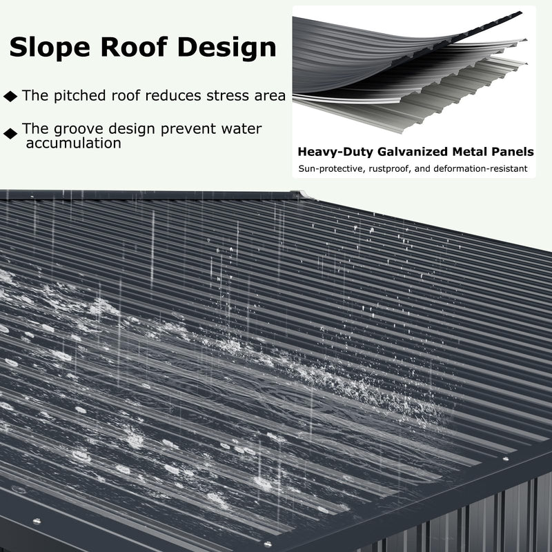 Load image into Gallery viewer, Goplus 12 x 9.8 FT Outdoor Storage Shed, All-Weather & Rustproof Galvanized Metal Utility Tool Shed w/Lockable Door, Pitched Roof