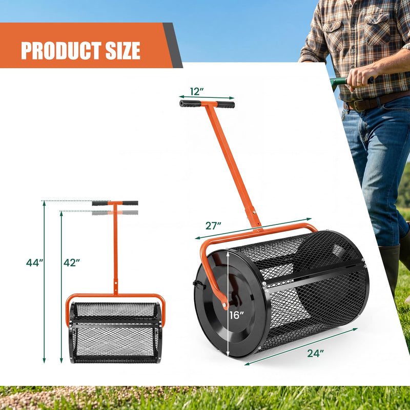 Load image into Gallery viewer, Goplus Compost Spreader 24" Peat Moss Spreader Roller