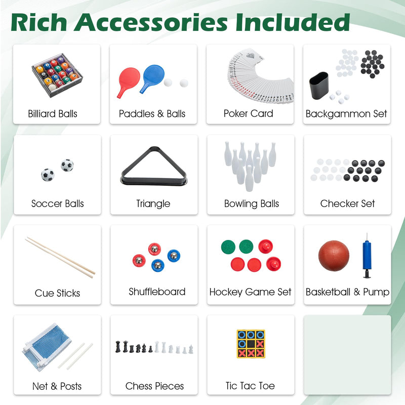 Load image into Gallery viewer, Goplus 14-in-1 Multi Game Table, Combo Game Table w/Foosball, Air Hockey, Pool, Table Tennis, Basketball, Chess, Checkers, Bowling, Shuffleboard