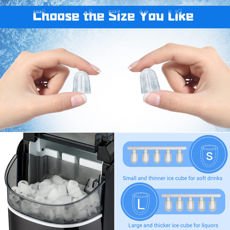 Load image into Gallery viewer, Countertop Ice Maker, 26.5 LBS/24H, 9 Cubes in 6 Mins, S/L Size, Self-Cleaning Function
