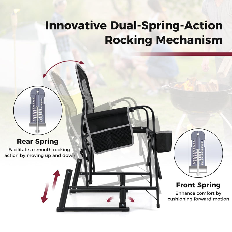 Load image into Gallery viewer, Goplus Outdoor Rocker Camping Chairs for Adults, Portable Folding Chair w/Dual Springs, Padded Back