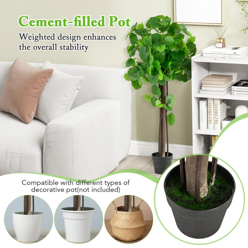 Load image into Gallery viewer, Goplus 44’’ Artificial Crabapple Tree, Tall Fake Plant in Pot with Real Wood Trunk