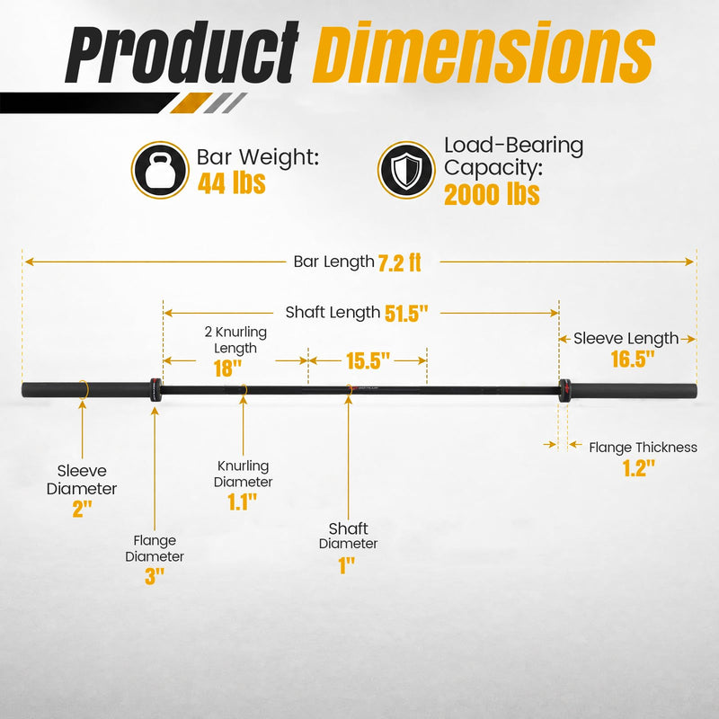 Load image into Gallery viewer, Goplus 7FT Olympic Barbell | 2000 lbs Weight Lifting Olympic Bar for Olympic Plates