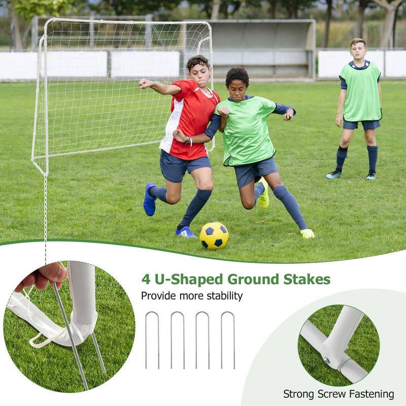 Load image into Gallery viewer, Goplus Soccer Goal, 7FT x 5FT Soccer Net for Backyard with Metal Frame