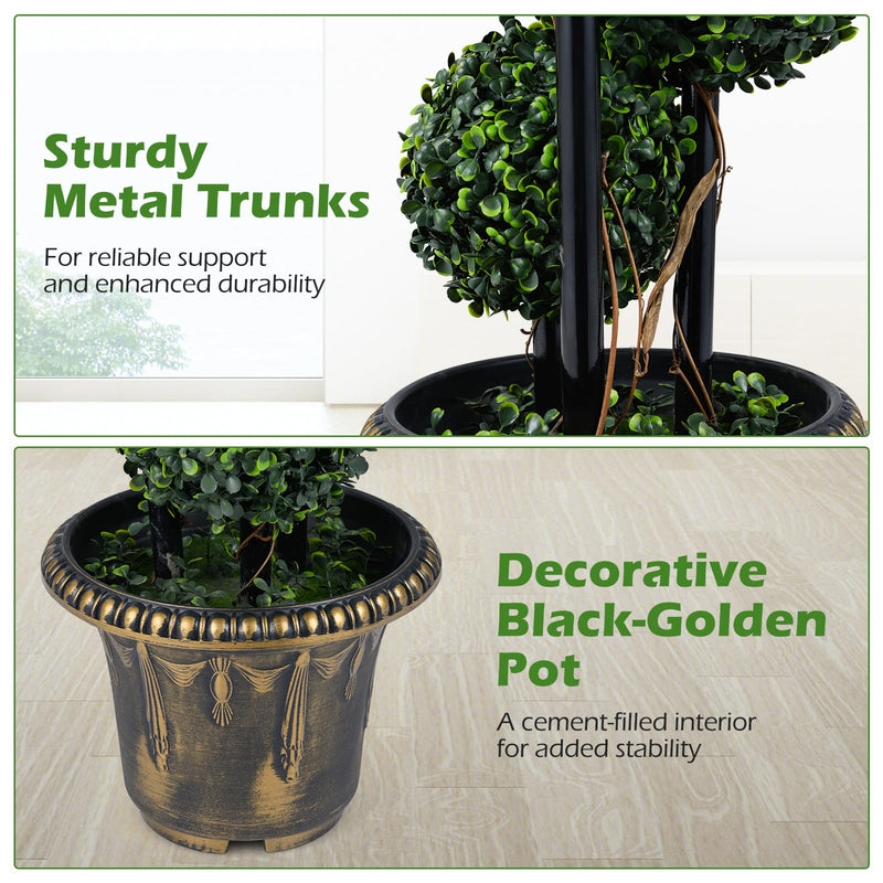 Load image into Gallery viewer, Goplus 2.5 FT Artificial Boxwood Topiary Tree Evergreen Faux Potted Plants (1/2 Pack)