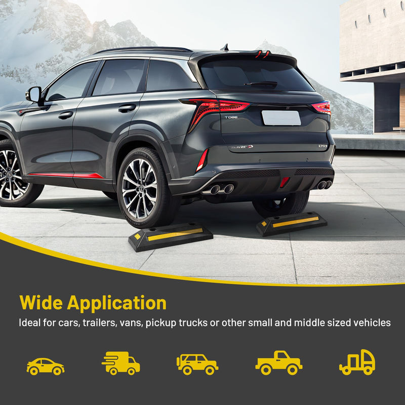 Load image into Gallery viewer, Goplus Parking Block, 2 Pack 21.5" Rubber Parking Bumpers with Three-Way Reflective Stripes