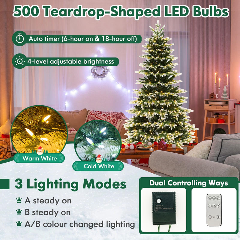 Load image into Gallery viewer, Goplus 7ft Pre-Lit Artificial Christmas Tree with Quick Power Connector