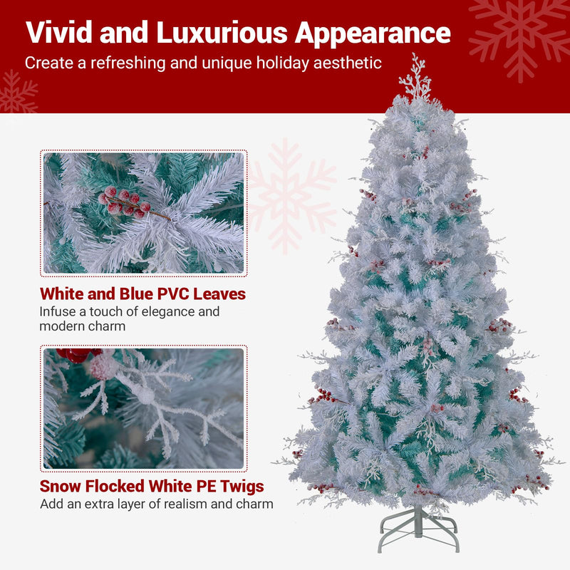 Load image into Gallery viewer, Goplus 6FT / 7FT Hinged Lighted Xmas Tree with Snow Flocked Branch Tips & LED Lights
