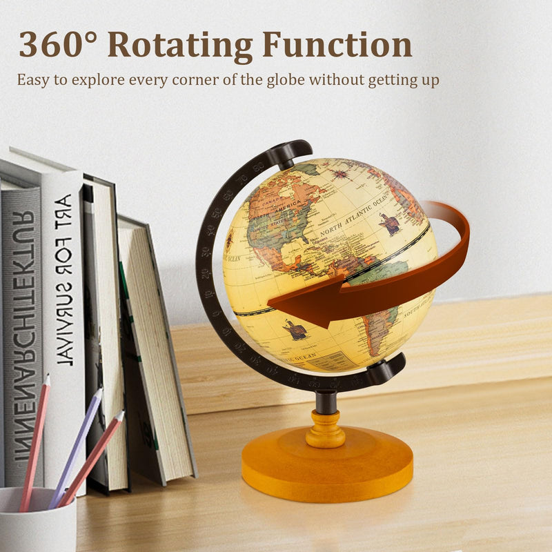 Load image into Gallery viewer, Goplus 5.5-Inch Mini Antique World Globes w/Curved Alloy Stem