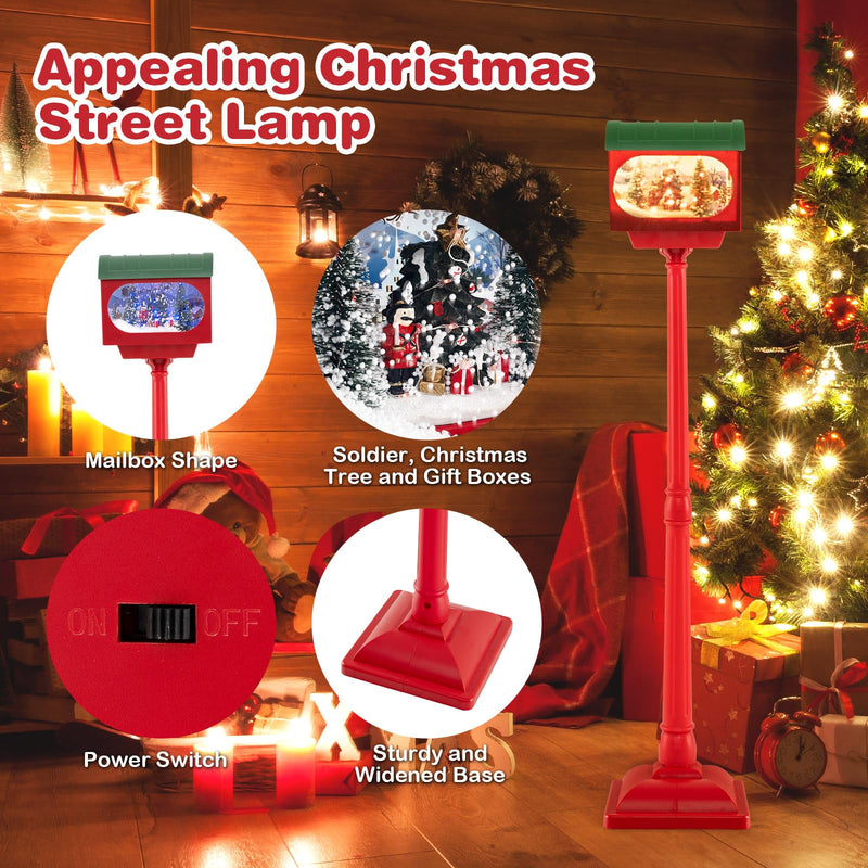 Load image into Gallery viewer, Goplus 59 Inch Musical Christmas Street Lamp, Festive Lamp Post w/Sound-Activated Snow Globe Lantern