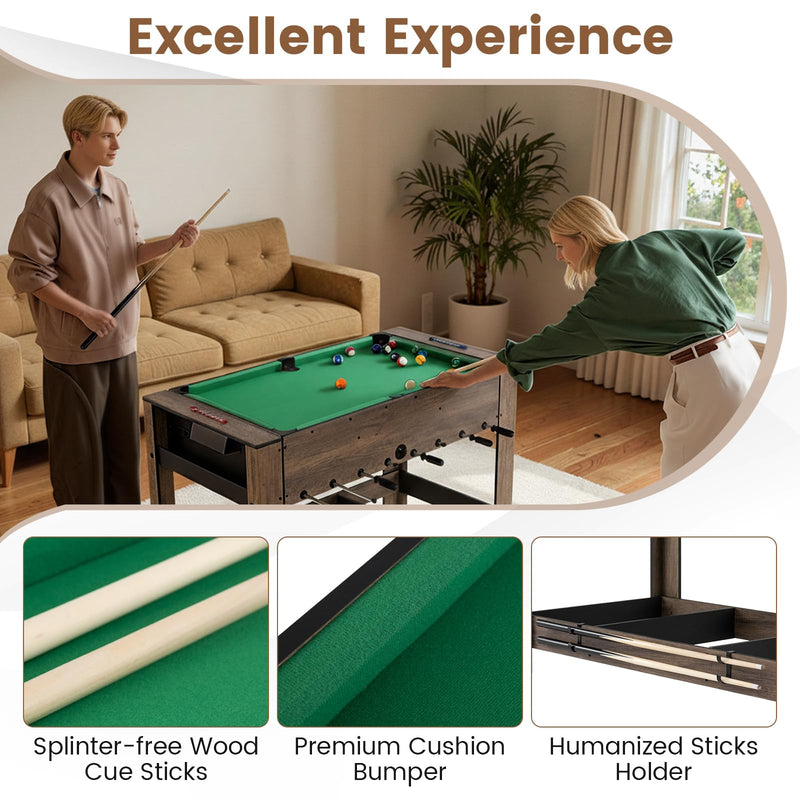 Load image into Gallery viewer, Goplus 48” Combo Game Table with Foosball & Pool for Adults