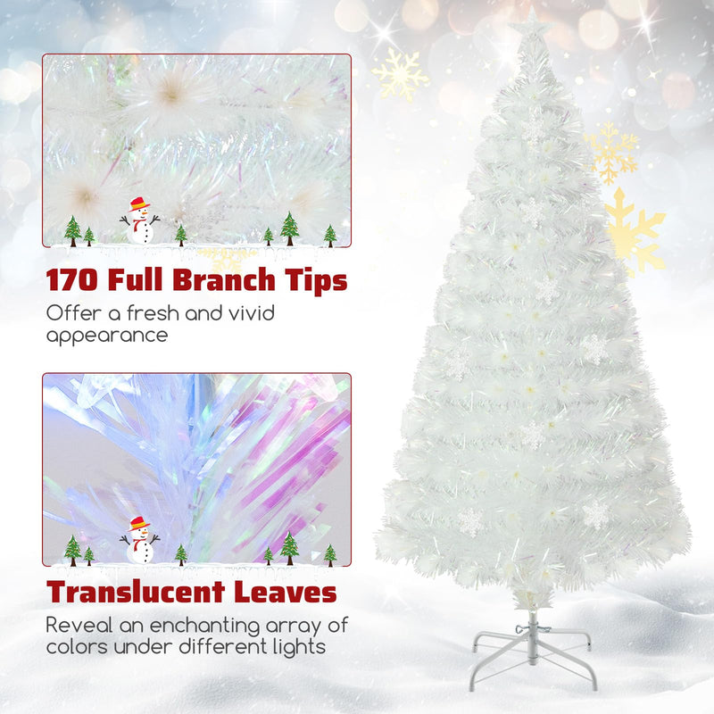 Load image into Gallery viewer, Goplus Pre-lit Fiber Optic Christmas Tree, Artificial White Xmas Tree with 24 Colorful LED Lights