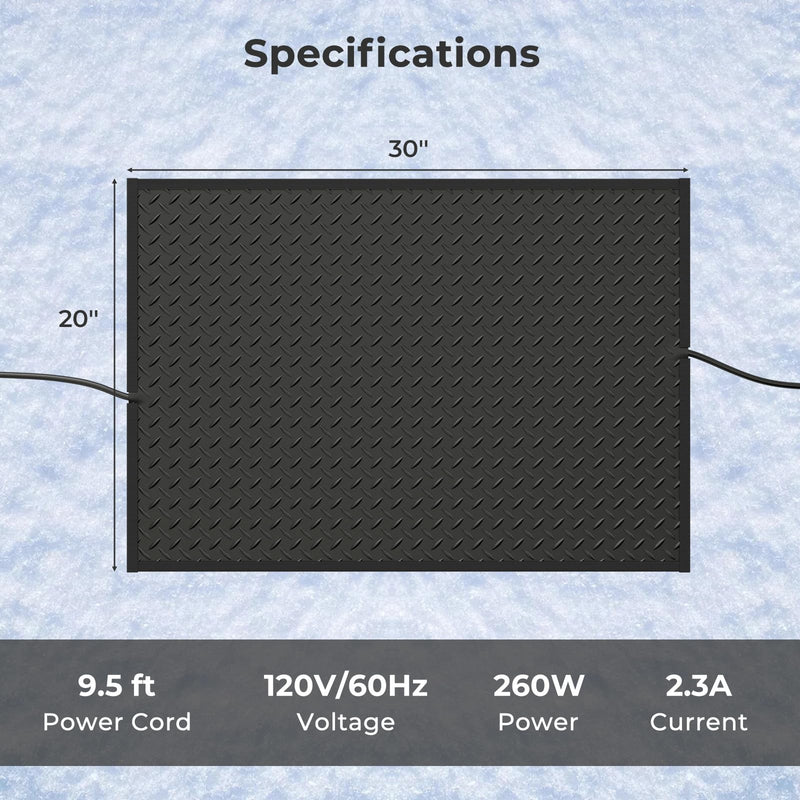 Load image into Gallery viewer, Goplus Heated Snow Melting Mat, Heated Outdoor Mat for Winter Snow Removal with 3 in/h Speed (20” x 30” with Power Cord + Without Power Cord)