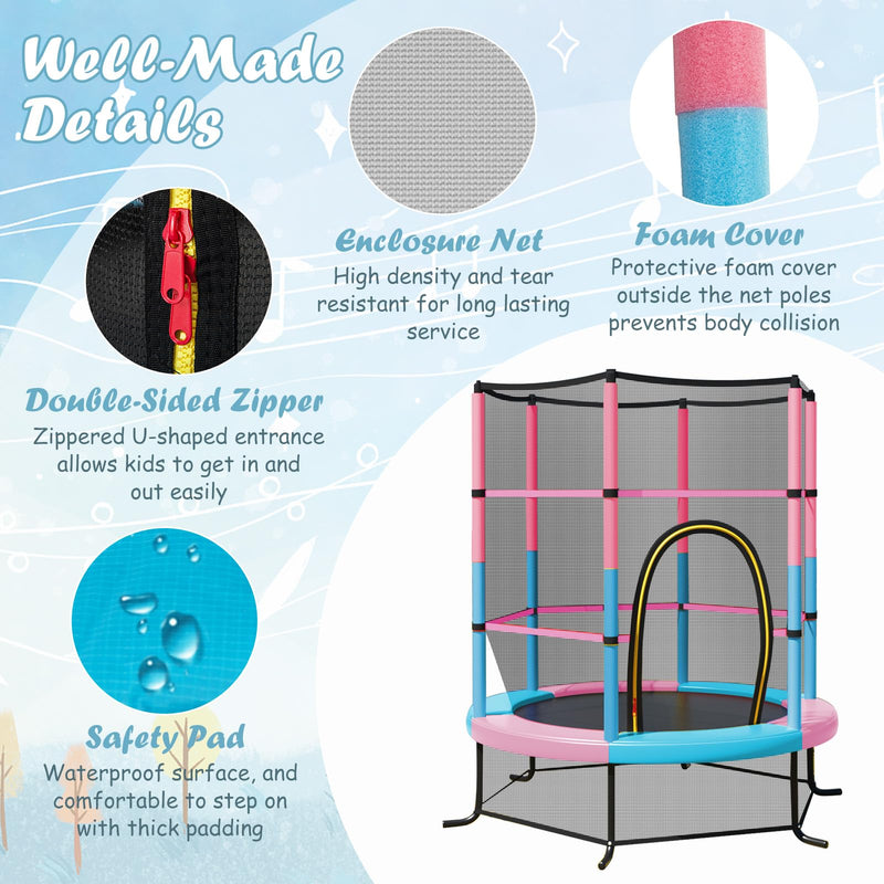 Load image into Gallery viewer, Goplus 55" Trampoline for Kids, 4.6 FT Mini Toddler Trampoline with ASTM Certified, Enclosure Net