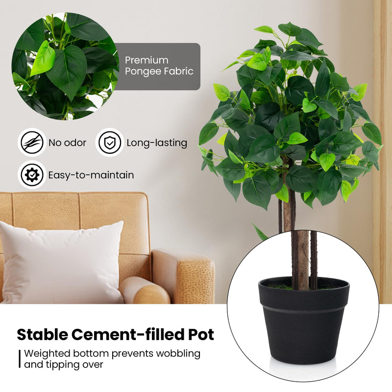 Load image into Gallery viewer, Goplus 45" Artificial Hydrangea Tree, Tall Fake Potted Silk Tree with Real Wood Trunk