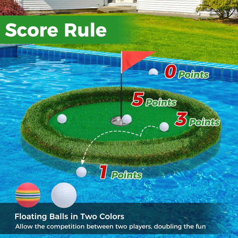 Load image into Gallery viewer, Goplus Floating Golf Green for Pool, Chipping Green Mat w/Hitting Mat, Golf Balls, Flag & Tee, Oval, 37.5" x 25.5"