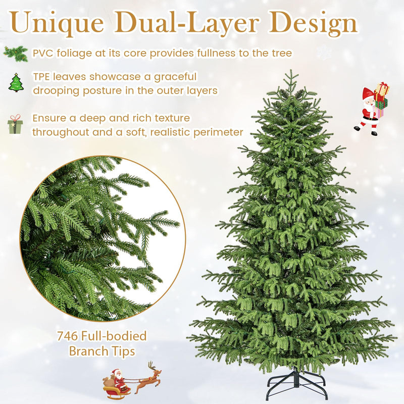 Load image into Gallery viewer, Goplus Pre-Lit Artificial Christmas Tree with PVC & Soft TPE Branch Tips & Foldable Metal Stand