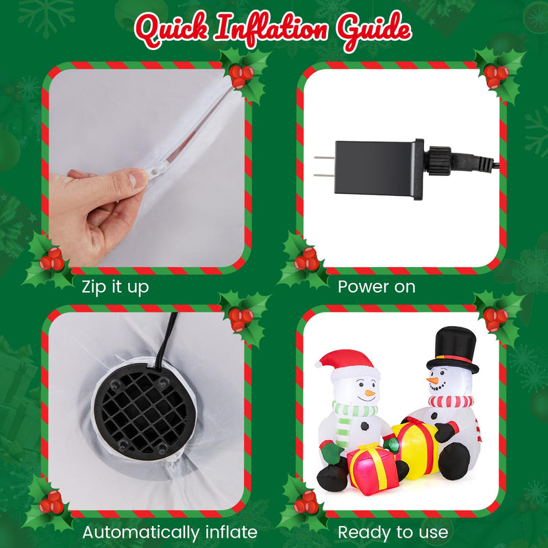 Load image into Gallery viewer, Goplus 5FT Christmas Inflatables, LED Lighted Xmas Double Inflatable Snowmen Holding Gift Boxes