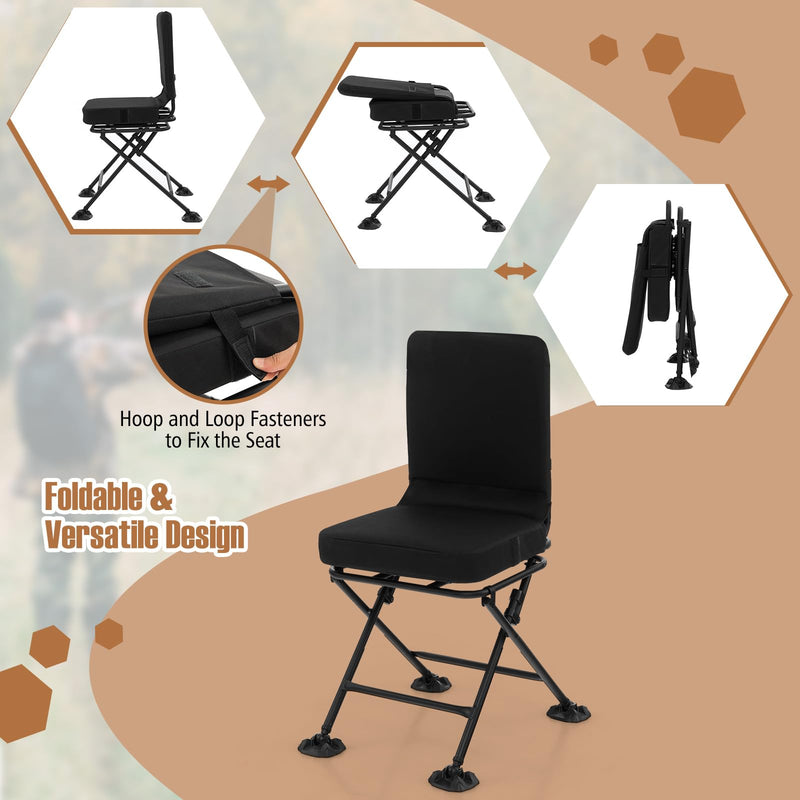 Load image into Gallery viewer, Goplus Hunting Chair, 360 Degree Swivel Hunting Seat with All-Terrain Duck Feet
