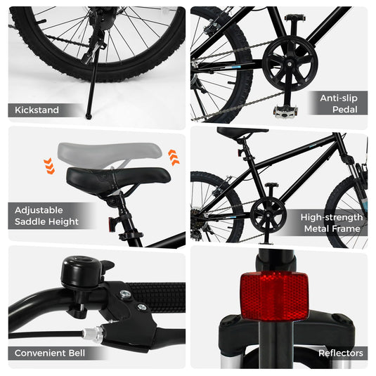 Goplus 20/24 Inch Kids Mountain Bike w/ 6-Speed Drivetrain & Suspension Fork