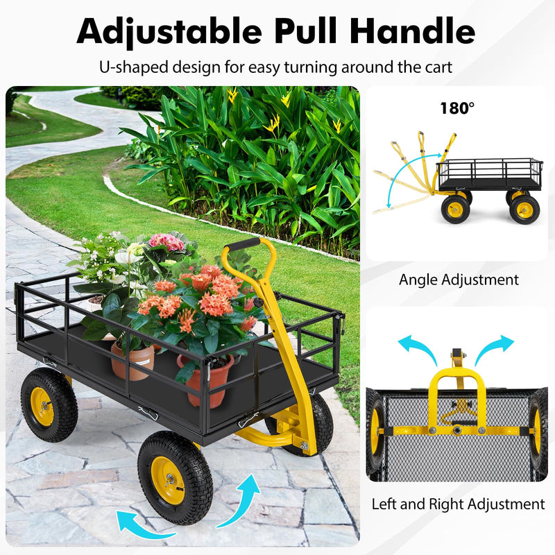 Load image into Gallery viewer, Goplus Utility Garden Wagon, Outdoor Platform Cart w/4 Removable Side Panels, 1200 LBS Load Capacity