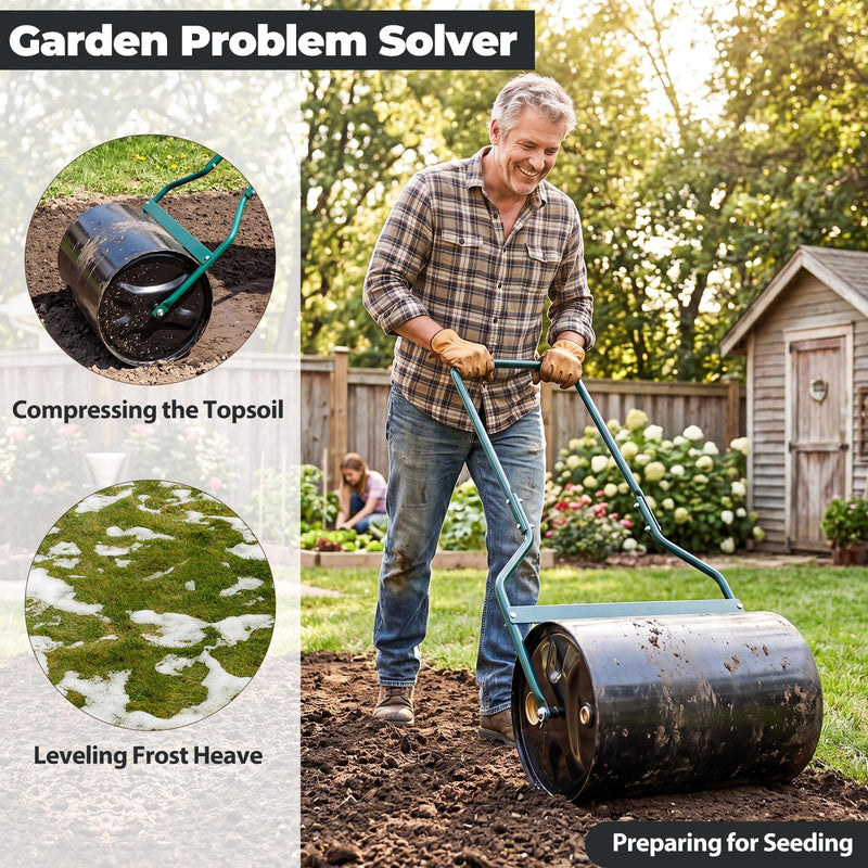 Load image into Gallery viewer, Goplus 12 Gallon Water/Sand Filled Garden Drum Roller w/U-Shape Handle