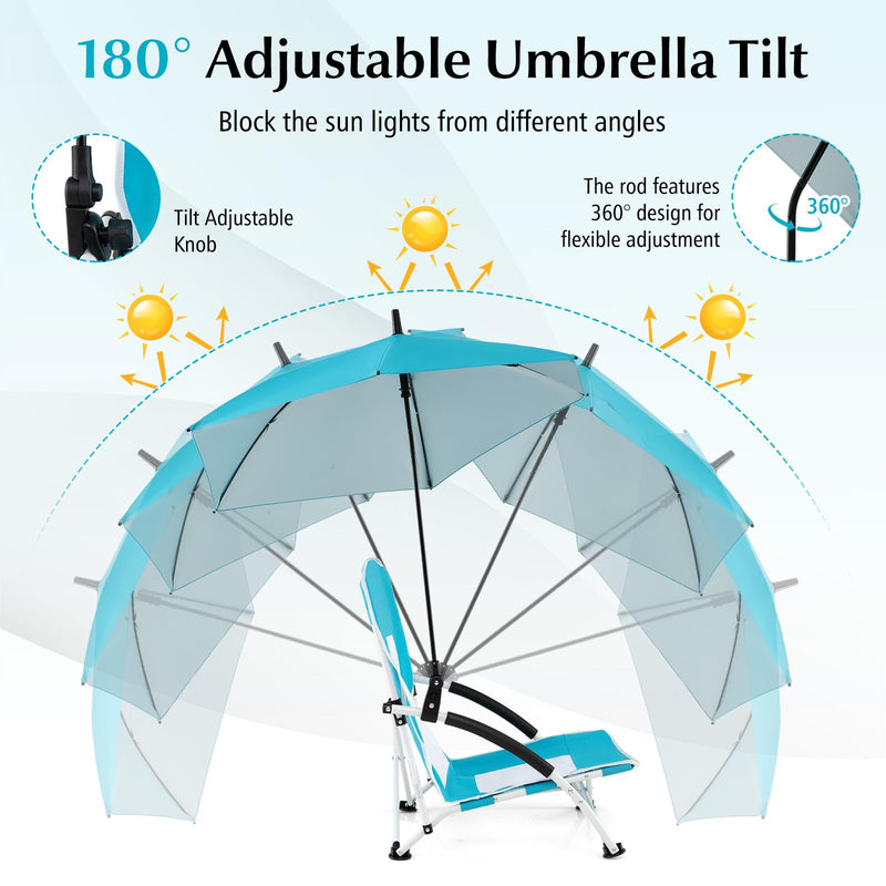 Load image into Gallery viewer, Goplus 330lbs Folding Backpack Chairs for Adults with Adjustable Parasol for Lawn Camping