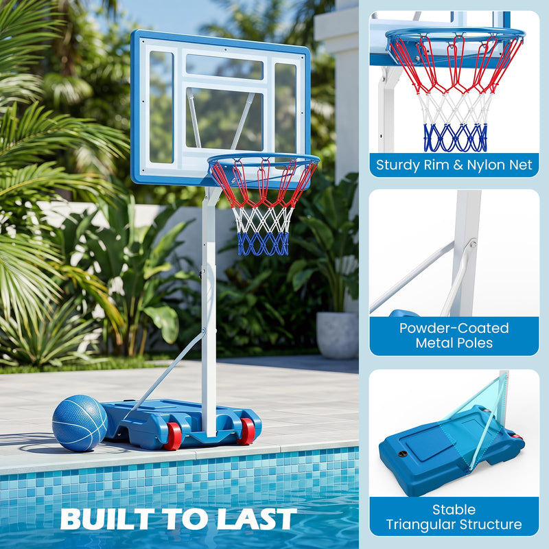 Load image into Gallery viewer, Goplus Pool Basketball Hoop 3 Levels Adjustable Height Basketball Goal with 32" Shatterproof Backboard