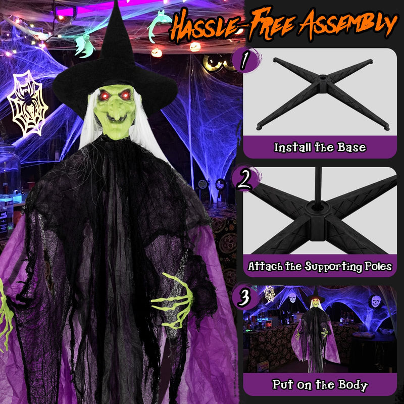 Load image into Gallery viewer, Goplus 7.2 FT Halloween Animatronic Witch, Animated Standing Poseable Figure with Light up Eyes