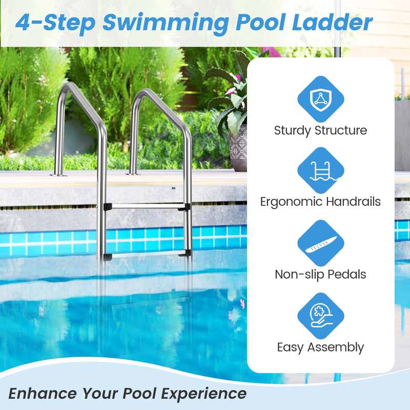 Load image into Gallery viewer, Goplus 4-Step Swimming Pool Ladder Heavy Duty Non-Slip Ladder
