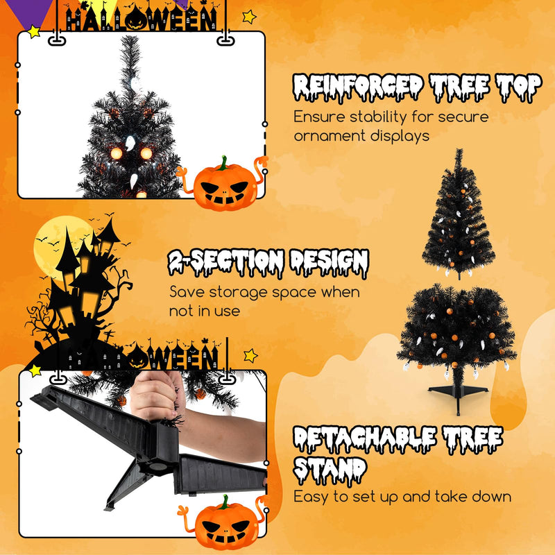 Load image into Gallery viewer, Goplus 4.5 FT Pre-Lit Halloween Tree with 6 Lighting Modes with Spooky Music Sync
