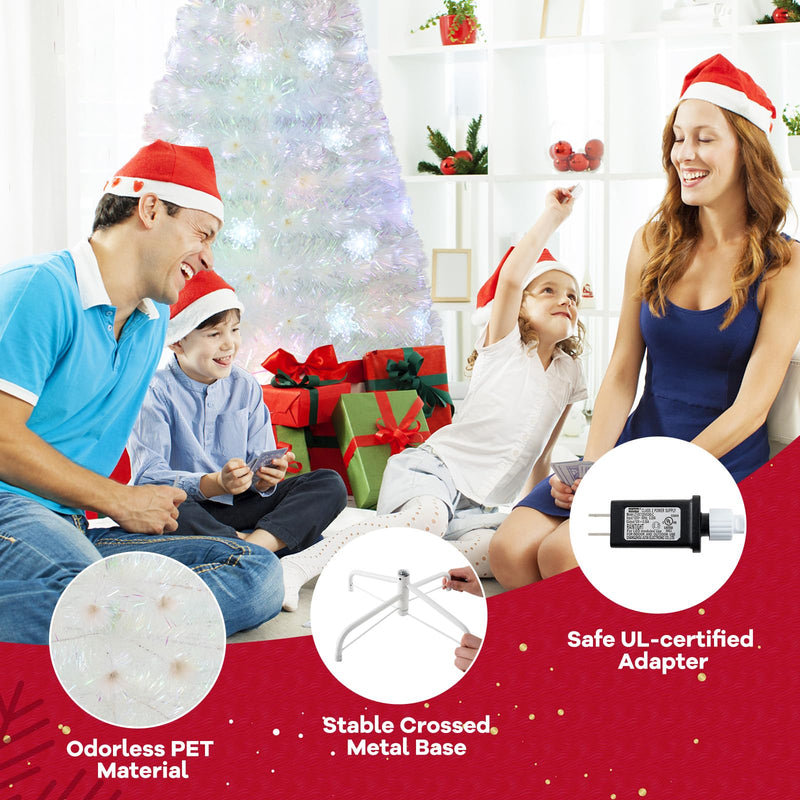 Load image into Gallery viewer, Goplus Pre-lit Fiber Optic Christmas Tree, Artificial White Xmas Tree with 24 Colorful LED Lights