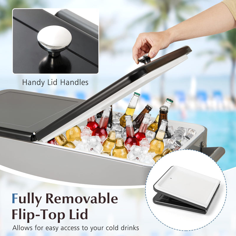 Load image into Gallery viewer, Goplus 80-Quart Rolling Ice Chest Outdoor Cooler Cart with Wheels and Stoage Shelf