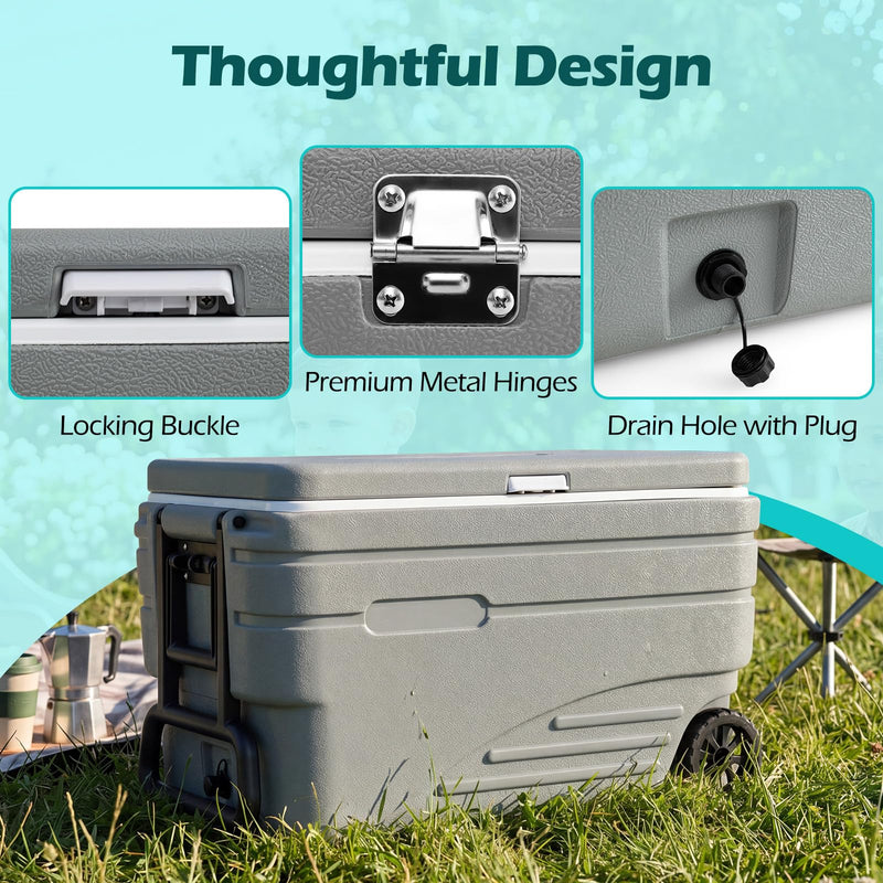 Load image into Gallery viewer, Goplus Portable Wheeled Ice Cooler All-Weather HDPE Ice Chest with Foldable Pull & Carry Handles