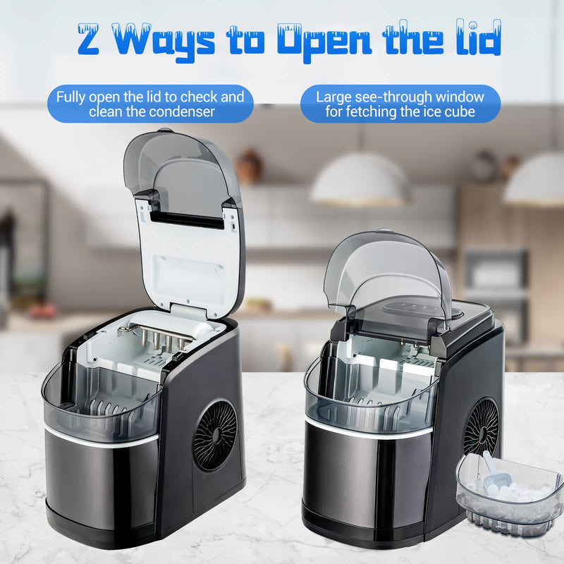 Load image into Gallery viewer, Countertop Ice Maker, 26.5 LBS/24H, 9 Cubes in 6 Mins, S/L Size, Self-Cleaning Function