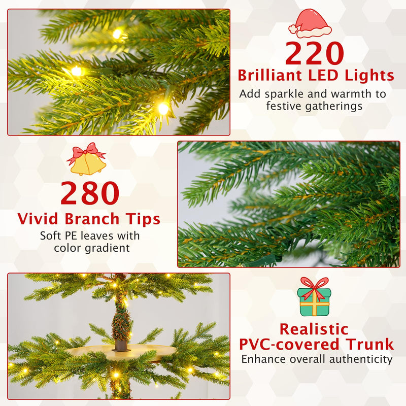 Load image into Gallery viewer, Goplus 6.4 FT Pre-Lit Artificial Christmas Tree with 360° Rotatable Base