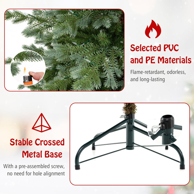 Load image into Gallery viewer, Goplus 5ft / 6ft / 7ft Pre-Lit Artificial Christmas Tree with Lush PVC & PE Tips Warm White LED Lights