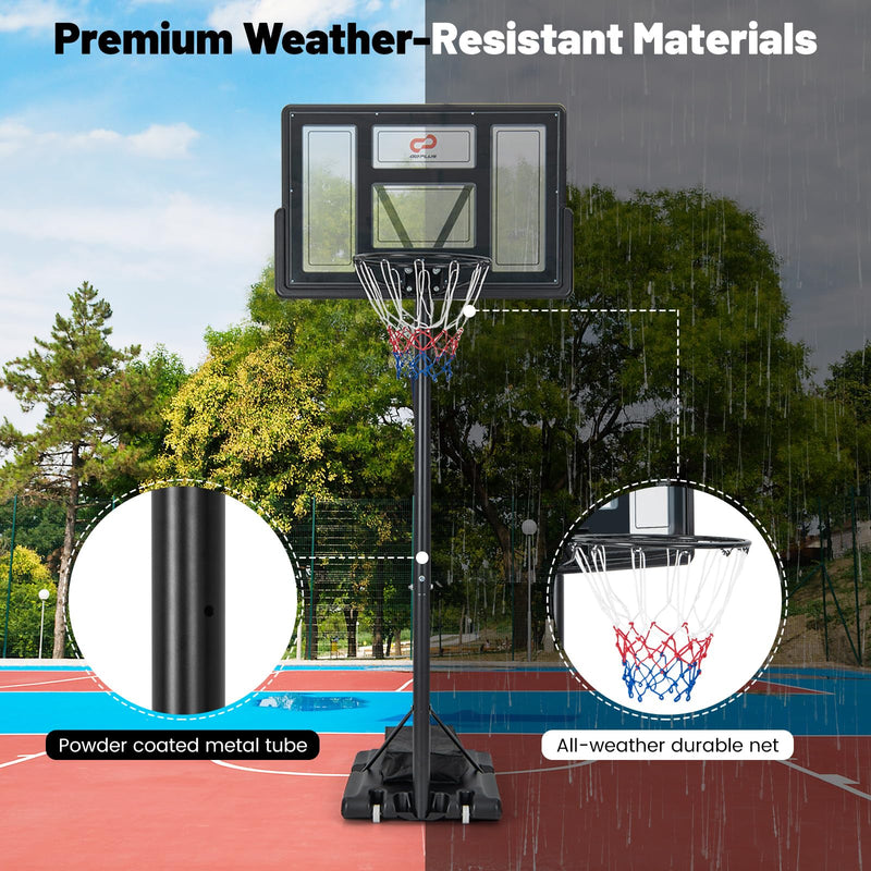 Load image into Gallery viewer, Goplus 4.4-10 ft Adjustable Basketball Hoop Outdoor w/ 44" Shatterproof Backboard & Weight Bag