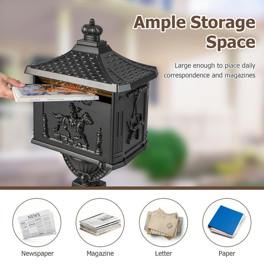 Goplus Cast Aluminum Mailbox with Post