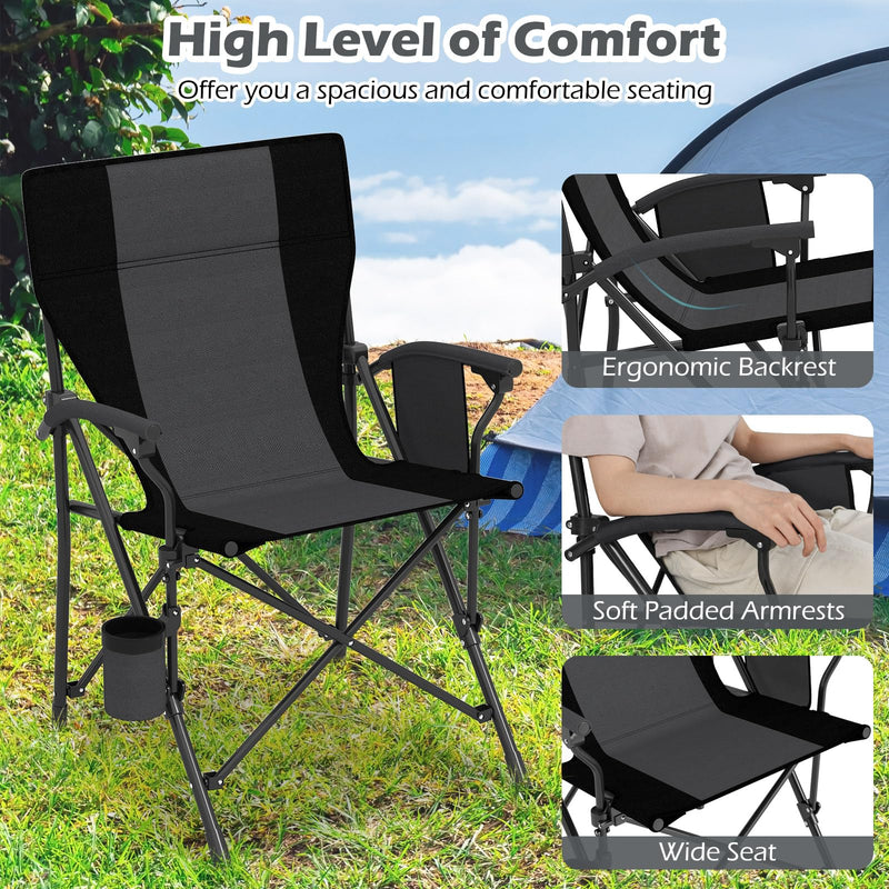 Load image into Gallery viewer, Goplus 350 LBS Portable Lawn Chair for Adults with Padded Armrests and Cup Holder