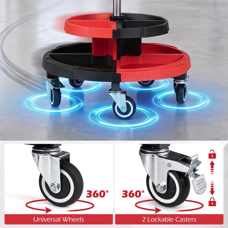 Load image into Gallery viewer, Goplus Rolling Mechanic Stool with Cushioned Seat w/ Dual Tool Trays