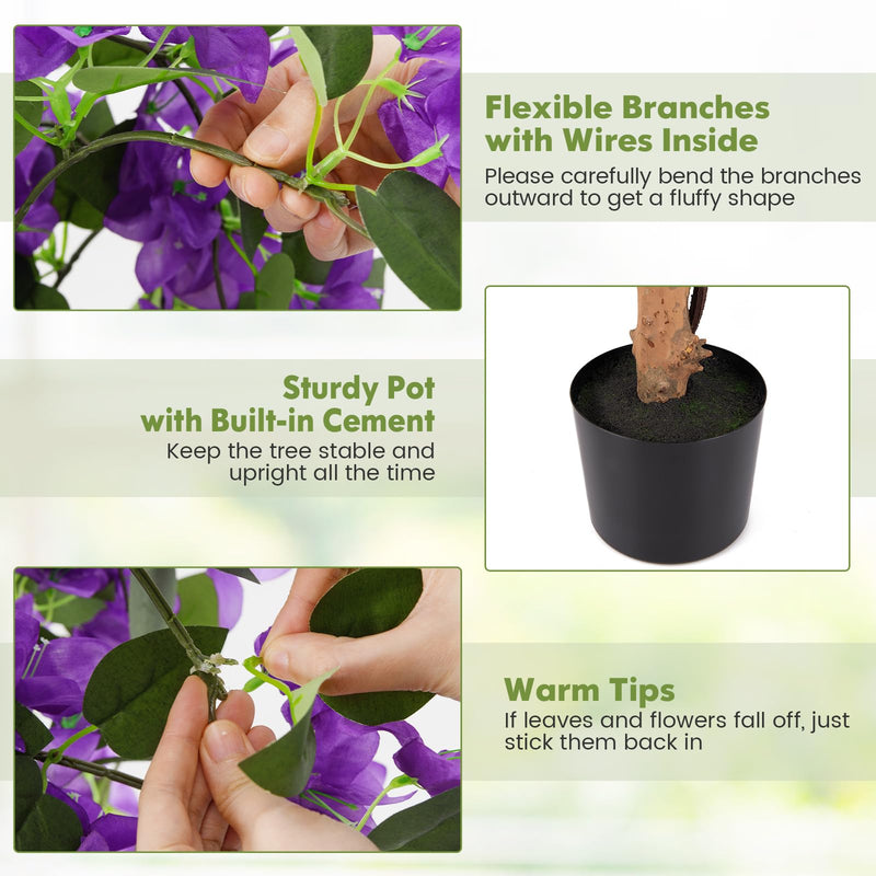 Load image into Gallery viewer, Goplus 53” Bougainvillea Artificial Tree with 576 Flowers