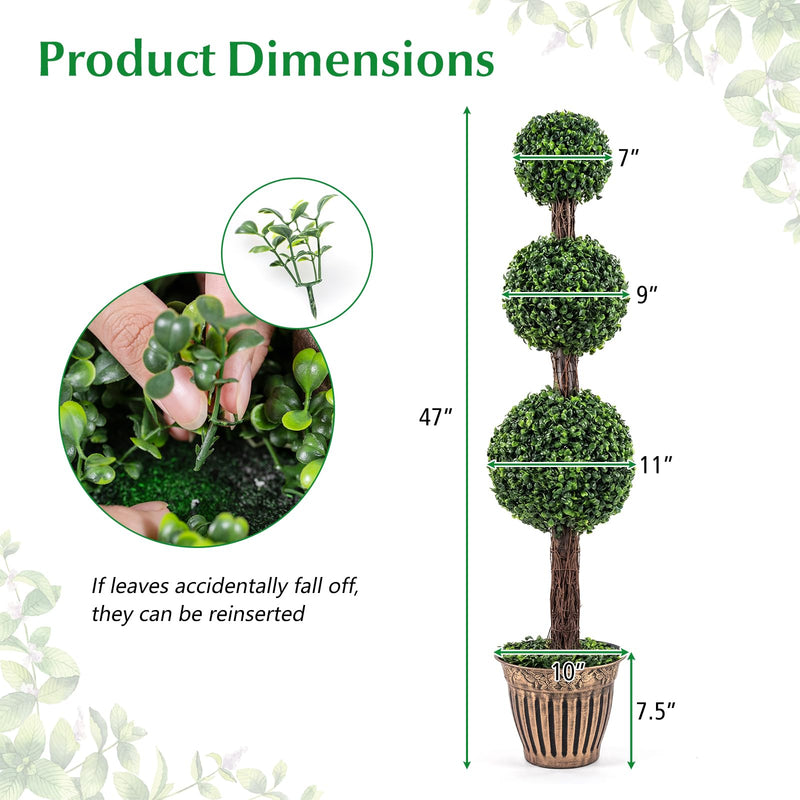 Load image into Gallery viewer, Goplus Artificial Triple Ball Boxwood Tree 4 FT Fake Topiary Tree(1/2)
