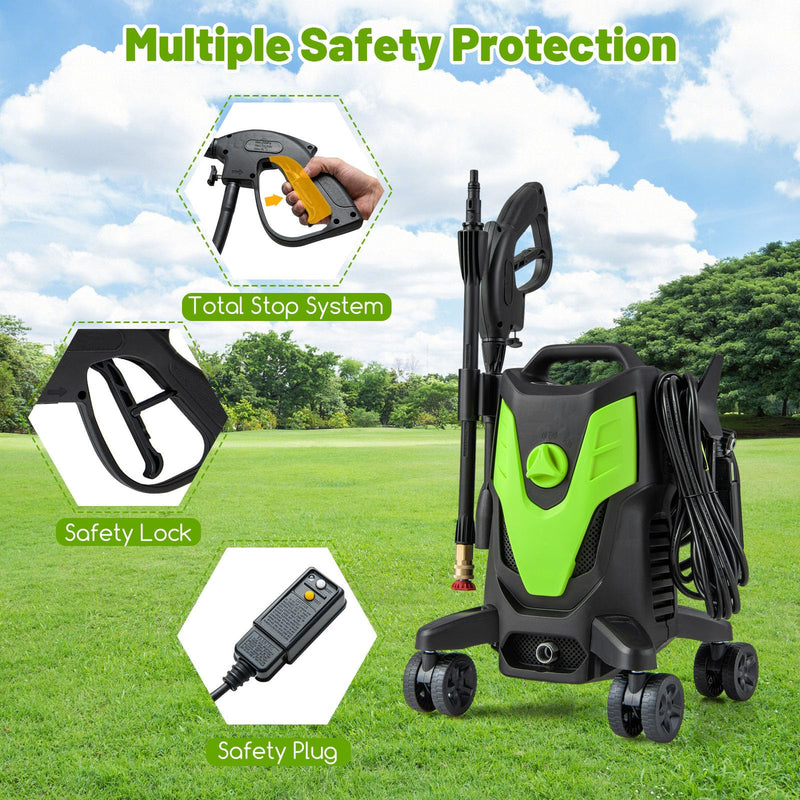 Load image into Gallery viewer, Goplus Electric Pressure Washer, 2400 PSI 1.7 GPM High Pressure Power Washer w/4 Quick Nozzles & Universal Wheels