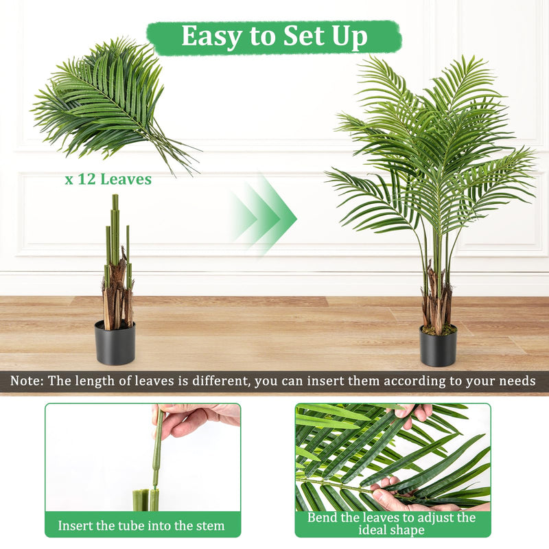 Load image into Gallery viewer, Goplus 4.2FT Tall Artificial Palm Tree with 12 PEVA Leaves (2 Pack)