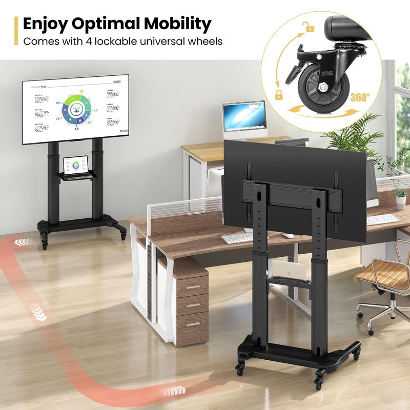 Load image into Gallery viewer, Goplus Rolling TV Stand for 32"-85" Flat Curved LED/LCD/OLED TVs up to 132 LBS, Mobile Floor TV Trolley Max VESA 400 x 700 mm