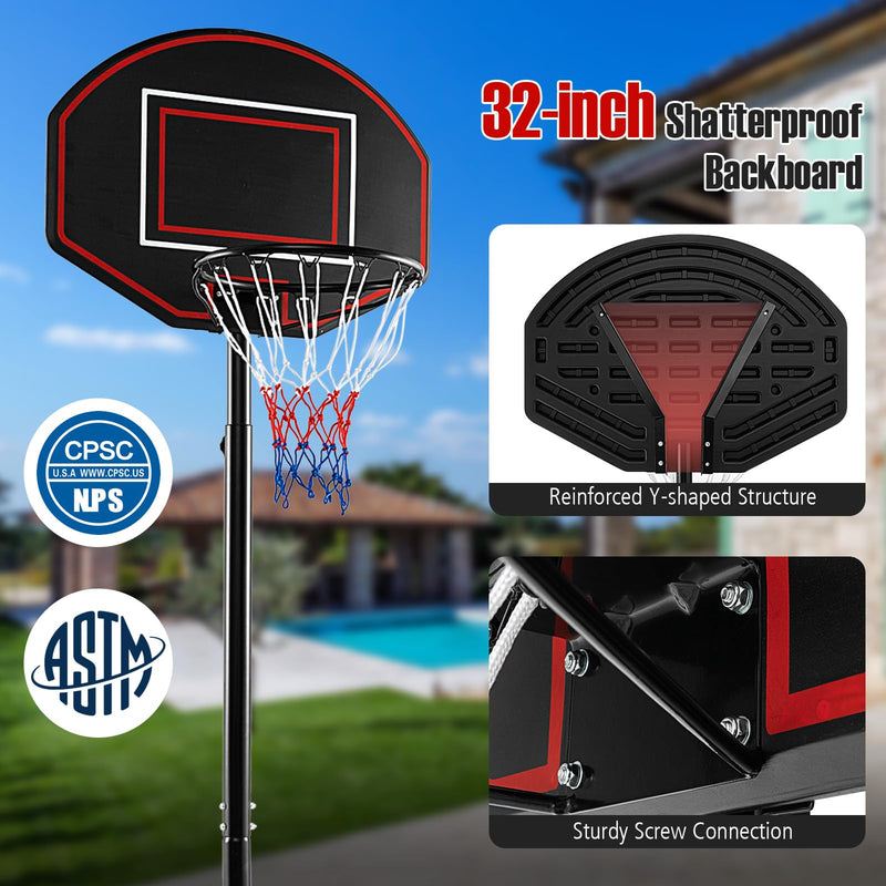 Load image into Gallery viewer, Goplus Portable Basketball Hoop Outdoor, 5.5-7.5 FT Basketball Goal with 5 Adjustable Height