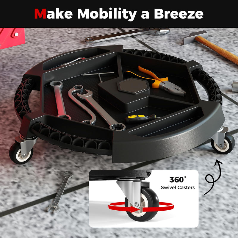 Load image into Gallery viewer, Goplus Mobile Automotive Tool Creeper with 3 Swivel Casters & 4 Compartments (19.5" x 19.5" x 4")