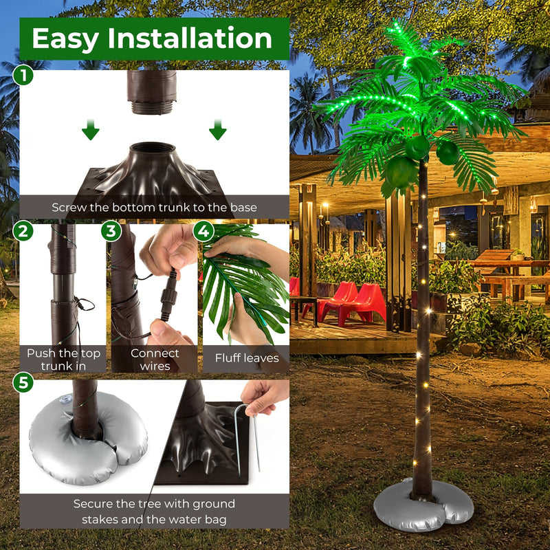 Load image into Gallery viewer, Goplus 6FT Artificial Lighted Palm Tree, Outdoor Light Up Tropical Palm Trees with 309 LED Lights
