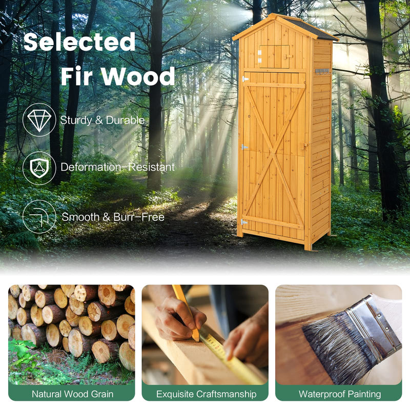Load image into Gallery viewer, Goplus Outdoor Storage Shed, Wooden Garden Storage Cabinet with Lockable Doors